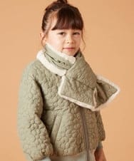 KG3JS10024 a.v.v KIDS(アー・ヴェ・ヴェ) [KIDS]【2WAY】フラワーキルトリバーシブルマフラー カーキ