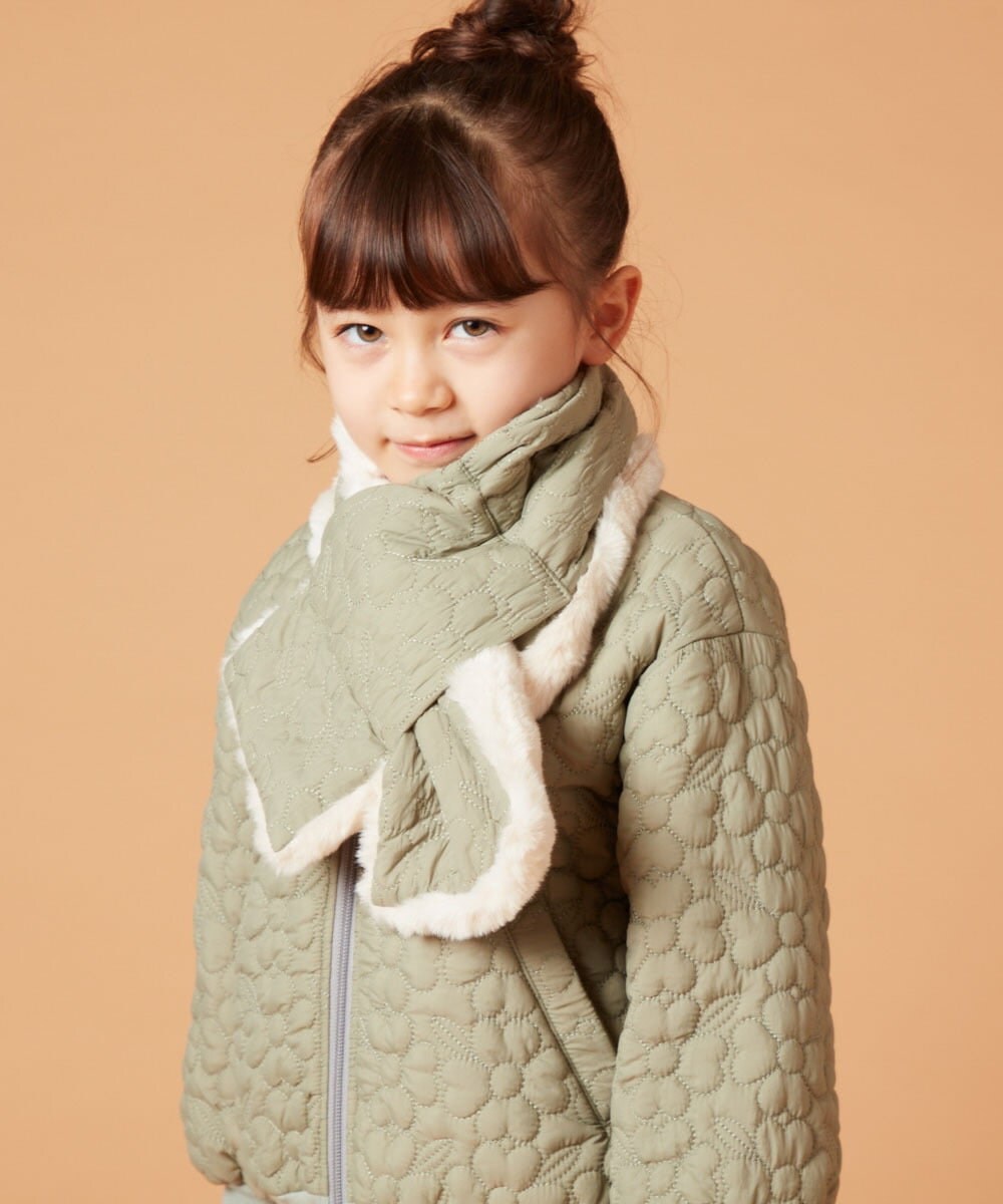 KG3JS10024 a.v.v KIDS(アー・ヴェ・ヴェ) [KIDS]【2WAY】フラワーキルトリバーシブルマフラー カーキ