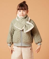 KG3JS10024 a.v.v KIDS(アー・ヴェ・ヴェ) [KIDS]【2WAY】フラワーキルトリバーシブルマフラー カーキ