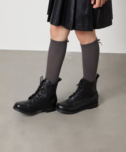 KG6AD01059  [KIDS]【ファスナー付きで楽ちん】レースアップショートブーツ