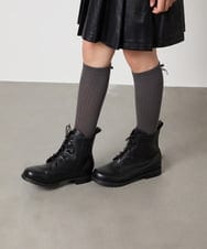 KG6AD01059 a.v.v KIDS(アー・ヴェ・ヴェ) [KIDS]【ファスナー付きで楽ちん】レースアップショートブーツ ブラック
