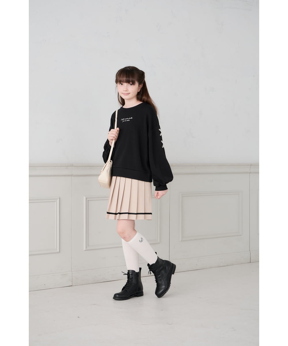 KG6AD01059 a.v.v KIDS(アー・ヴェ・ヴェ) [19-24cm]【ファスナー付きで楽ちん】レースアップショートブーツ ブラック