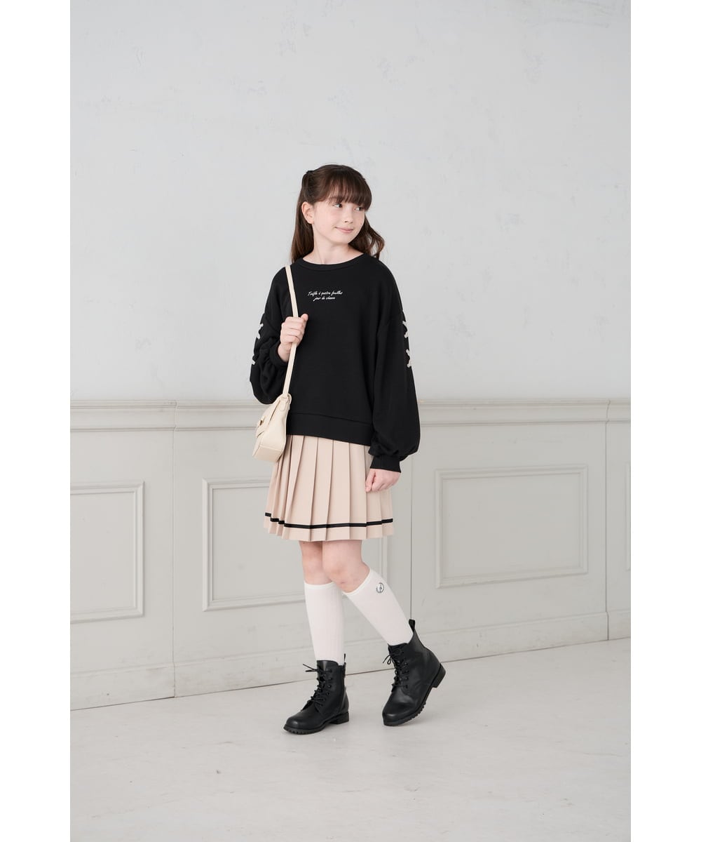 KG6AD01059 a.v.v KIDS(アー・ヴェ・ヴェ) [19-24cm]【ファスナー付きで楽ちん】レースアップショートブーツ ブラック