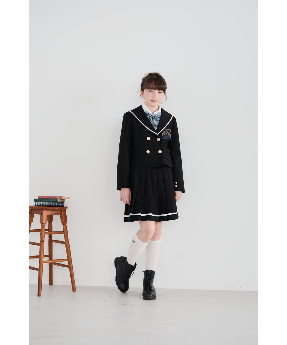 KG6AD01059 a.v.v KIDS(アー・ヴェ・ヴェ) [19-24cm]【ファスナー付きで楽ちん】レースアップショートブーツ ブラック