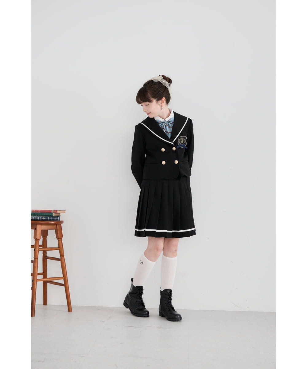 KG6AD01059 a.v.v KIDS(アー・ヴェ・ヴェ) [19-24cm]【ファスナー付きで楽ちん】レースアップショートブーツ ブラック