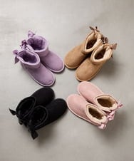 KG6AD03039 a.v.v KIDS(アー・ヴェ・ヴェ) [KIDS]【撥水加工/クッションインソール】リボン付フェイクムートンブーツ ピンク