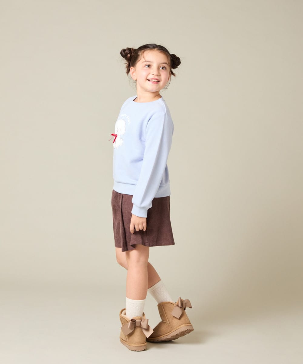 KG6AD03039 a.v.v KIDS(アー・ヴェ・ヴェ) [17-24cm]【毎年人気NO.1/撥水加工/クッションインソール】リボン付フェイクムートンブーツ ピンク