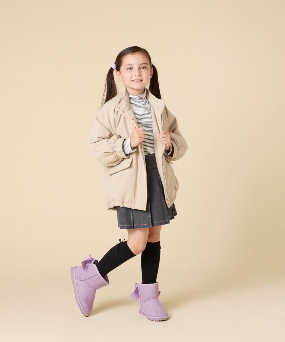 KG6AD03039 a.v.v KIDS(アー・ヴェ・ヴェ) [KIDS]【撥水加工/クッションインソール】リボン付フェイクムートンブーツ ピンク