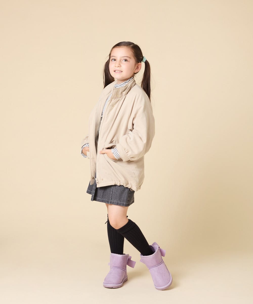KG6AD03039 a.v.v KIDS(アー・ヴェ・ヴェ) [KIDS]【撥水加工/クッションインソール】リボン付フェイクムートンブーツ ピンク