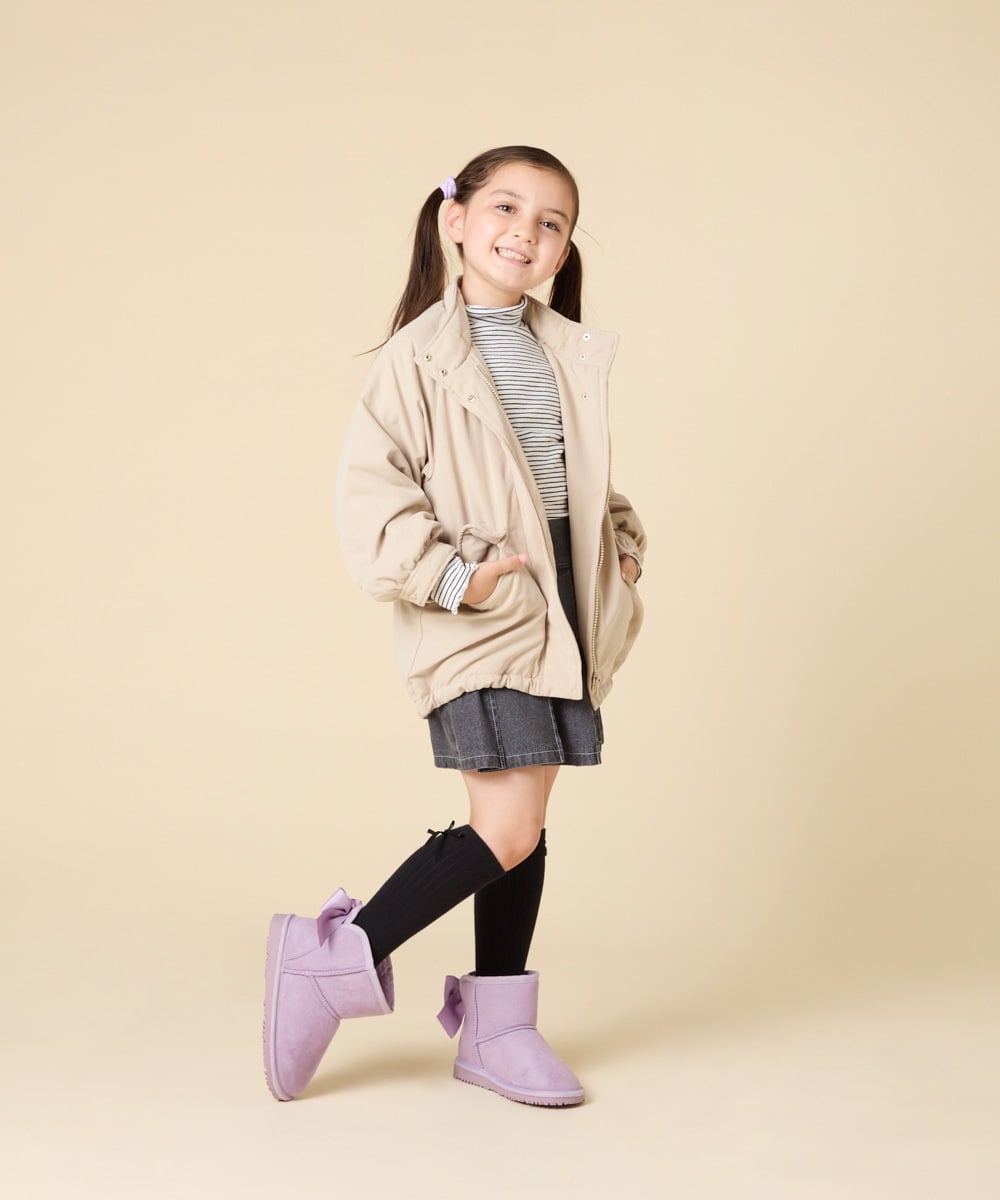 KG6AD03039 a.v.v KIDS(アー・ヴェ・ヴェ) [KIDS]【撥水加工/クッションインソール】リボン付フェイクムートンブーツ ピンク