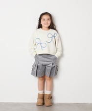 KG6AD03039 a.v.v KIDS(アー・ヴェ・ヴェ) [17-24cm]【毎年人気NO.1/撥水加工/クッションインソール】リボン付フェイクムートンブーツ ピンク