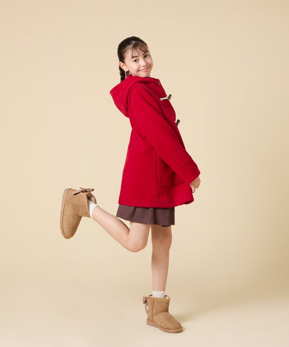 KG6AD03039 a.v.v KIDS(アー・ヴェ・ヴェ) [KIDS]【撥水加工/クッションインソール】リボン付フェイクムートンブーツ ピンク