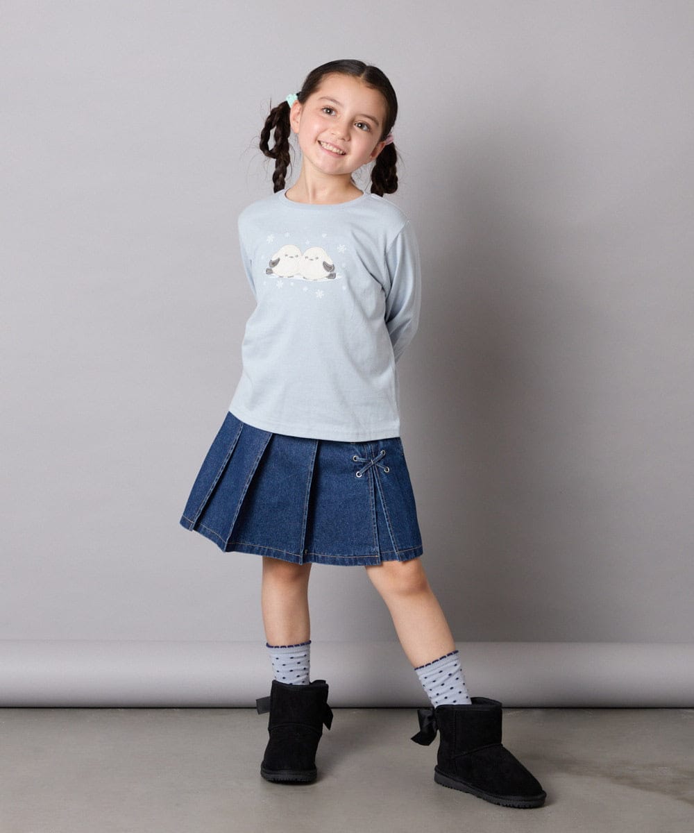 KG6AD03039 a.v.v KIDS(アー・ヴェ・ヴェ) [KIDS]【撥水加工/クッションインソール】リボン付フェイクムートンブーツ ピンク