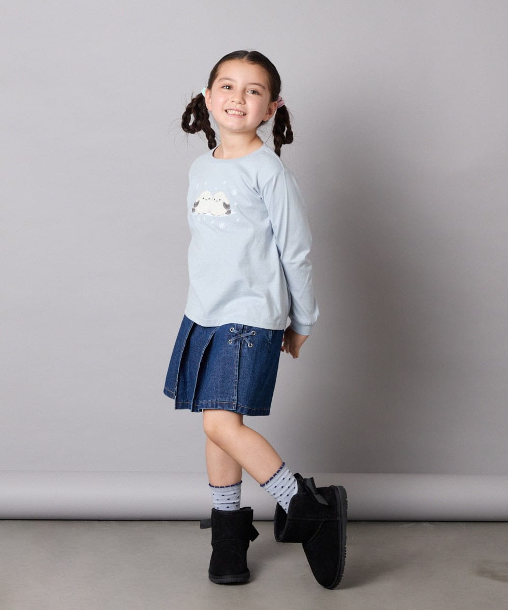 KG6AD03039 a.v.v KIDS(アー・ヴェ・ヴェ) [KIDS]【撥水加工/クッションインソール】リボン付フェイクムートンブーツ ピンク