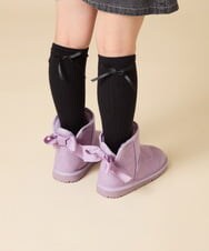 KG6AD03039 a.v.v KIDS(アー・ヴェ・ヴェ) [KIDS]【撥水加工/クッションインソール】リボン付フェイクムートンブーツ ピンク