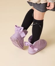 KG6AD03039 a.v.v KIDS(アー・ヴェ・ヴェ) [KIDS]【撥水加工/クッションインソール】リボン付フェイクムートンブーツ ピンク