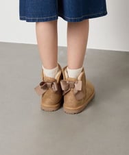 KG6AD03039 a.v.v KIDS(アー・ヴェ・ヴェ) [KIDS]【撥水加工/クッションインソール】リボン付フェイクムートンブーツ ピンク