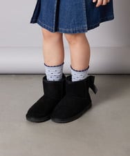 KG6AD03039 a.v.v KIDS(アー・ヴェ・ヴェ) [KIDS]【撥水加工/クッションインソール】リボン付フェイクムートンブーツ ピンク