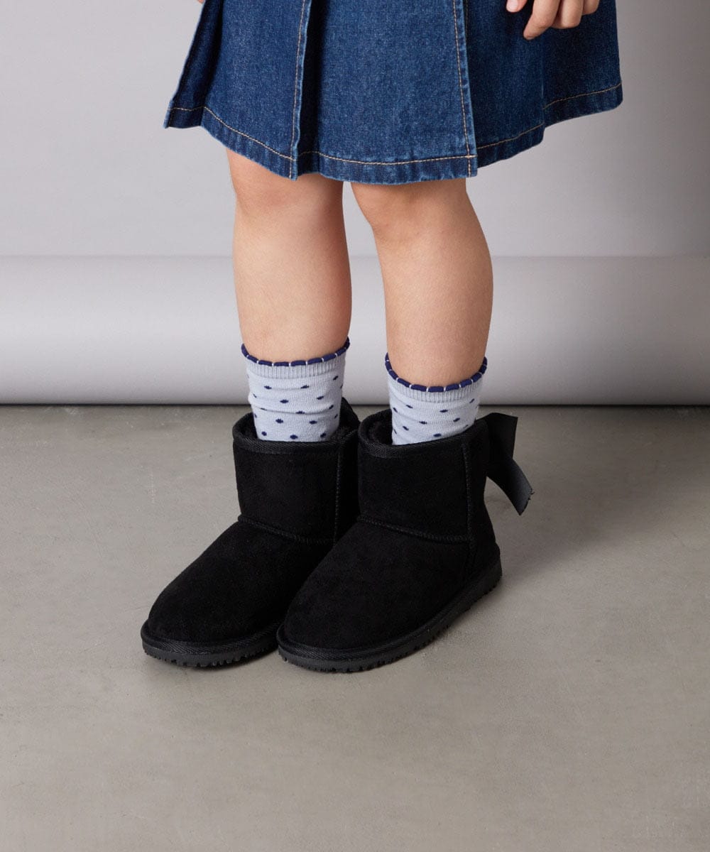 KG6AD03039 a.v.v KIDS(アー・ヴェ・ヴェ) [KIDS]【撥水加工/クッションインソール】リボン付フェイクムートンブーツ ピンク
