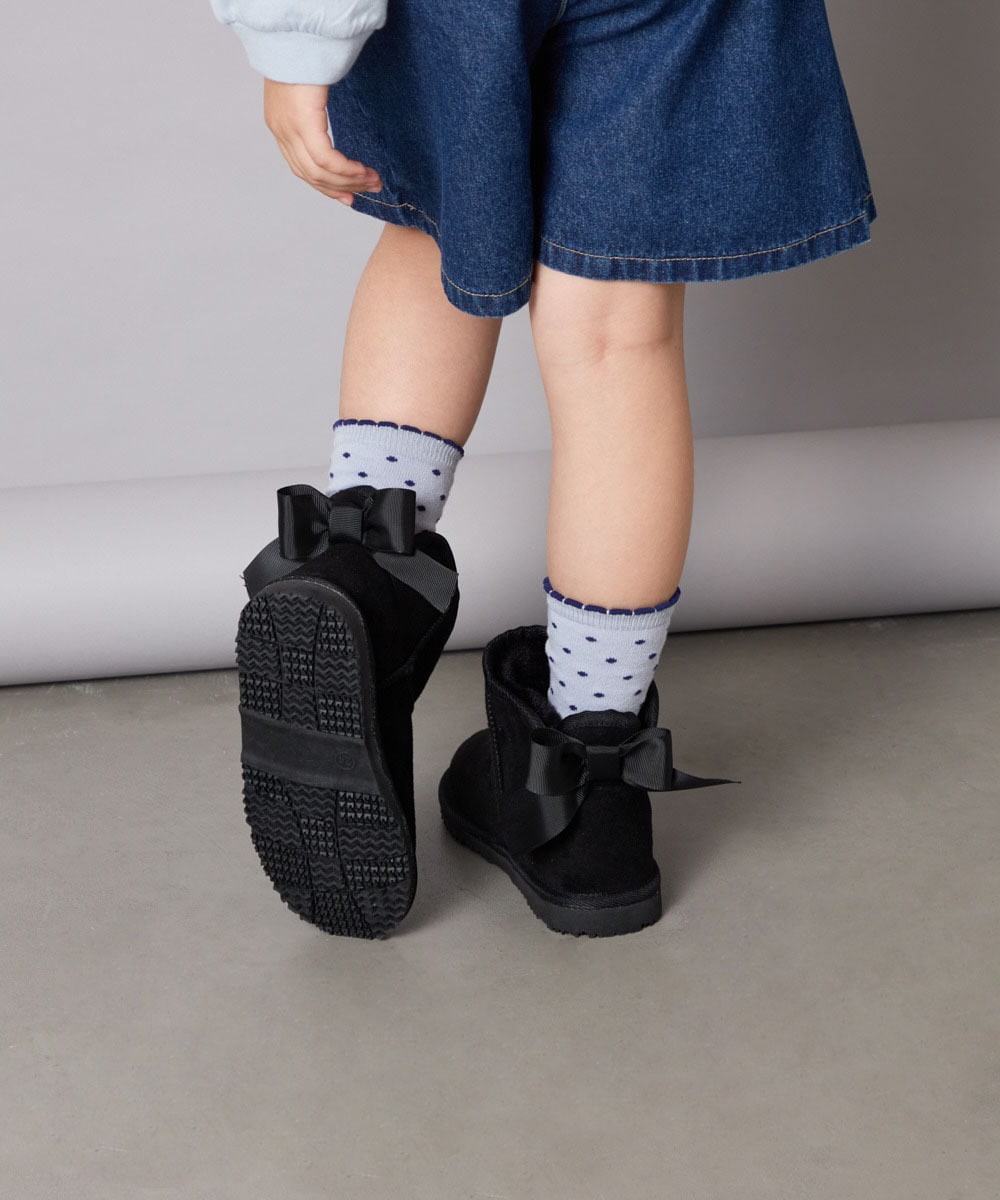 KG6AD03039 a.v.v KIDS(アー・ヴェ・ヴェ) [KIDS]【撥水加工/クッションインソール】リボン付フェイクムートンブーツ ピンク