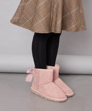 KG6AG01039 a.v.v KIDS(アー・ヴェ・ヴェ) [18-24cm]【毎年人気NO.1/クッションインソール】リボン付きフェイクムートンブーツ ピンク
