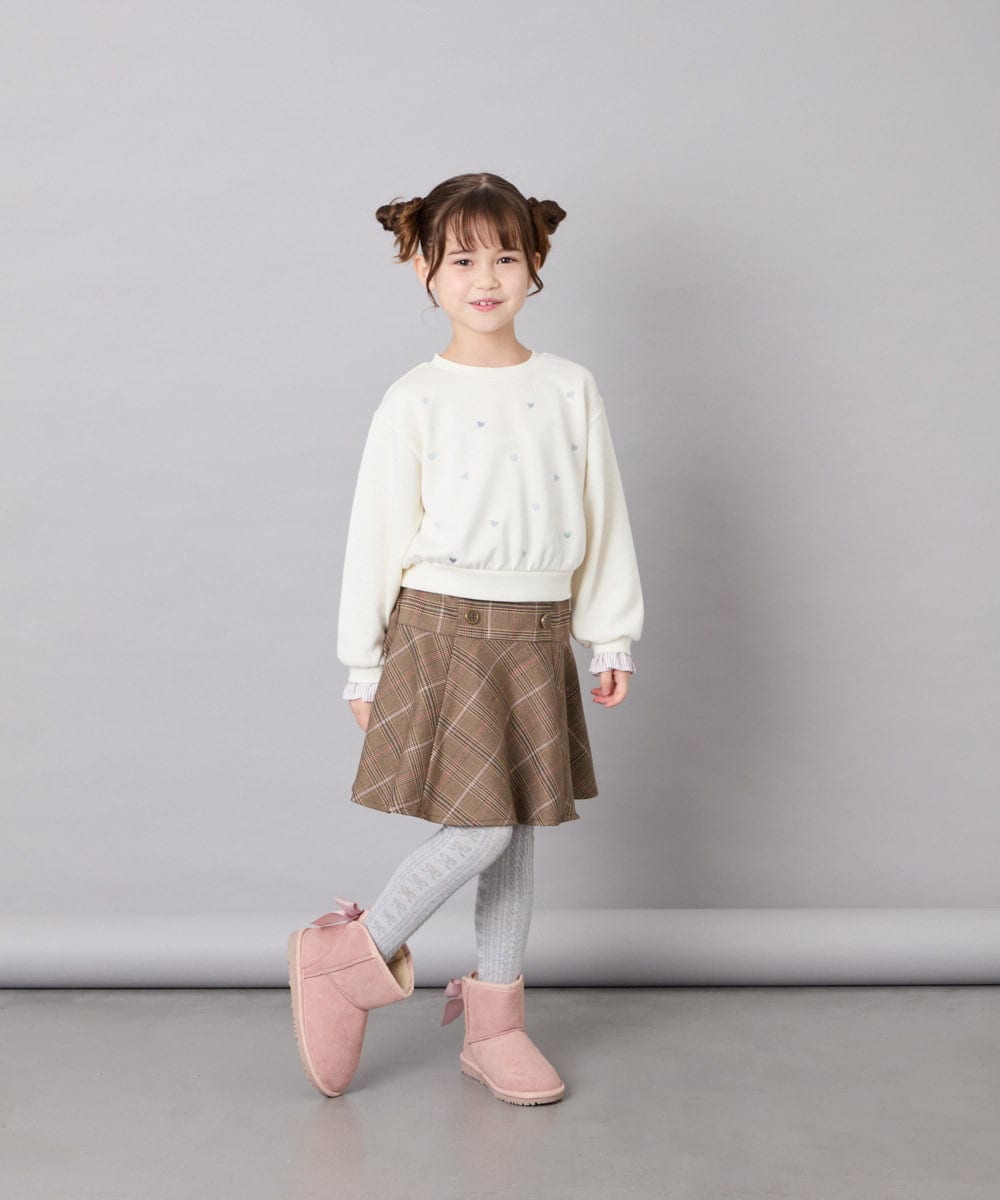 KG6AG01039 a.v.v KIDS(アー・ヴェ・ヴェ) [18-24cm]【毎年人気NO.1/クッションインソール】リボン付きフェイクムートンブーツ ピンク