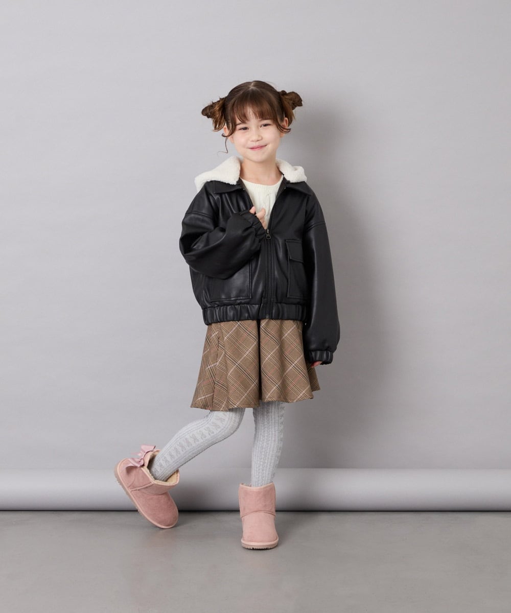 KG6AG01039 a.v.v KIDS(アー・ヴェ・ヴェ) [18-24cm]【毎年人気NO.1/クッションインソール】リボン付きフェイクムートンブーツ ピンク