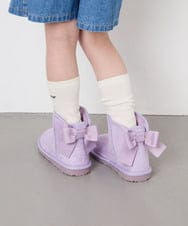 KG6AG01039 a.v.v KIDS(アー・ヴェ・ヴェ) [18-24cm]【毎年人気NO.1/クッションインソール】リボン付きフェイクムートンブーツ ラベンダー