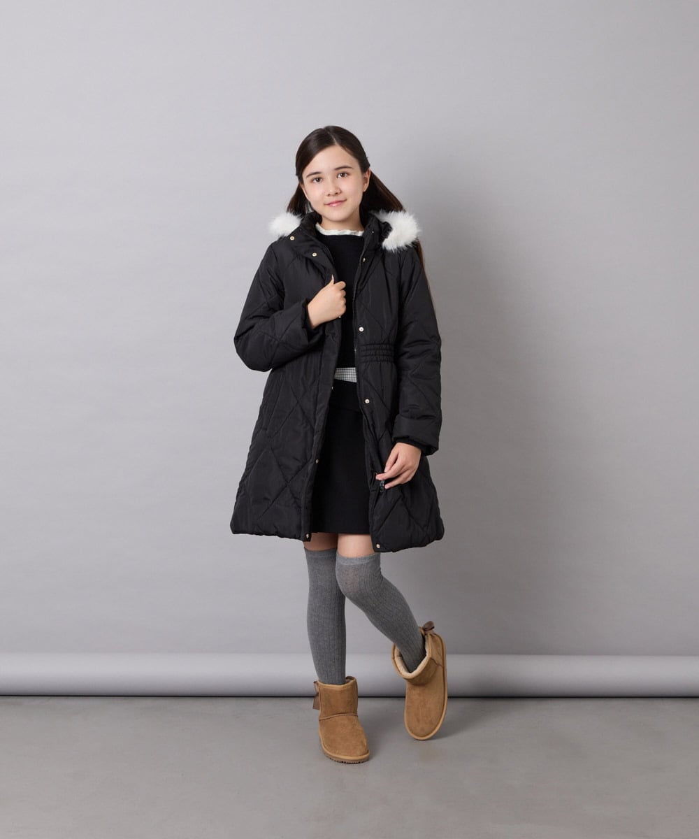 KG6AG01039 a.v.v KIDS(アー・ヴェ・ヴェ) [18-24cm]【毎年人気NO.1/クッションインソール】リボン付きフェイクムートンブーツ ベージュ