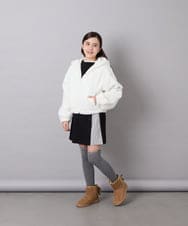 KG6AG01039 a.v.v KIDS(アー・ヴェ・ヴェ) [18-24cm]【毎年人気NO.1/クッションインソール】リボン付きフェイクムートンブーツ ベージュ