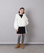 KG6AG01039 a.v.v KIDS(アー・ヴェ・ヴェ) [18-24cm]【毎年人気NO.1/クッションインソール】リボン付きフェイクムートンブーツ ベージュ