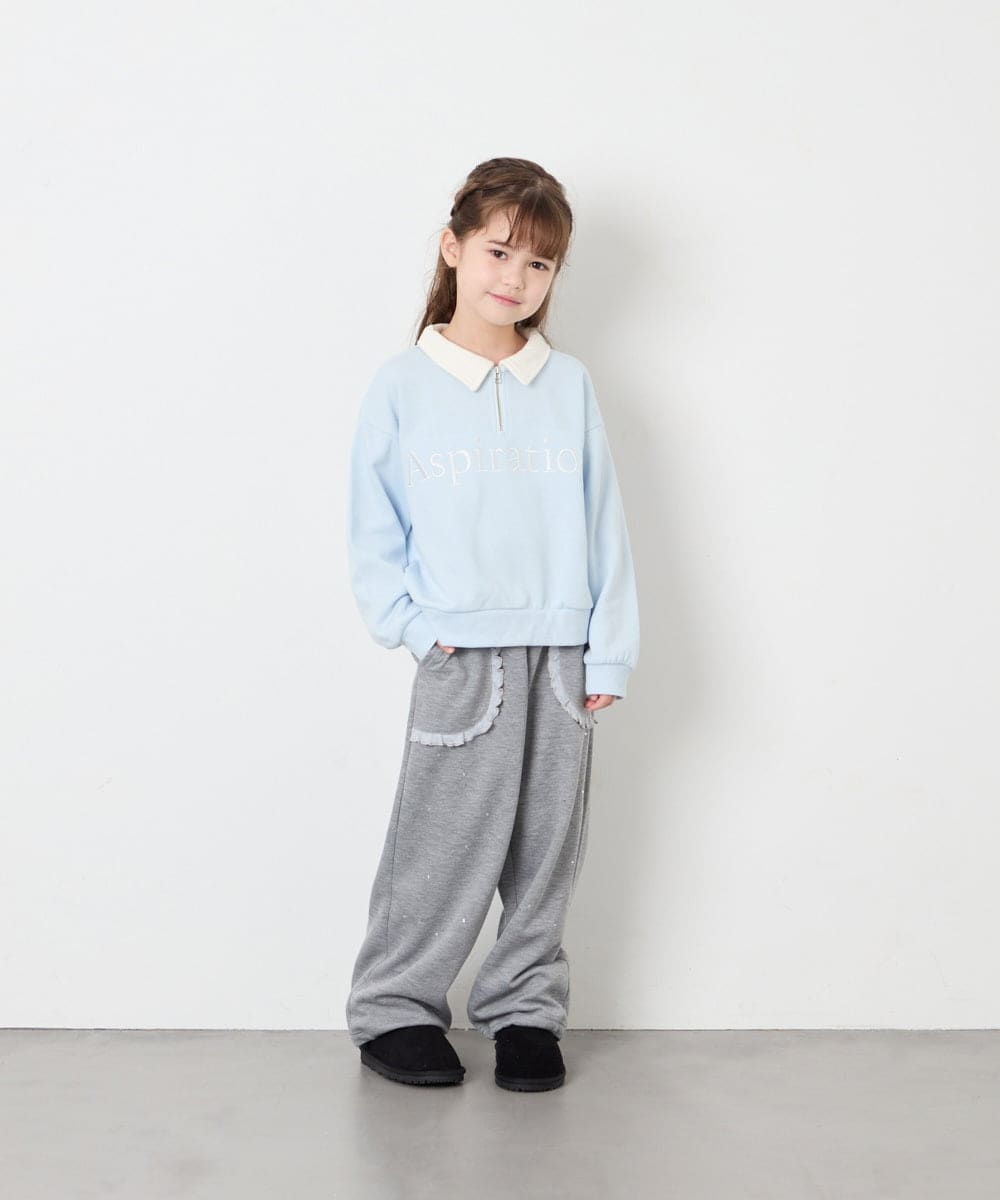 KG6AG01039 a.v.v KIDS(アー・ヴェ・ヴェ) [18-24cm]【毎年人気NO.1/クッションインソール】リボン付きフェイクムートンブーツ ブラック