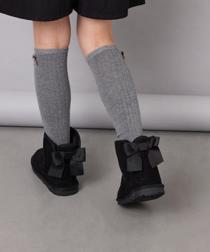 KG6AG01039 a.v.v KIDS [18-24cm]【毎年人気NO.1/クッションインソール】リボン付きフェイクムートンブーツ