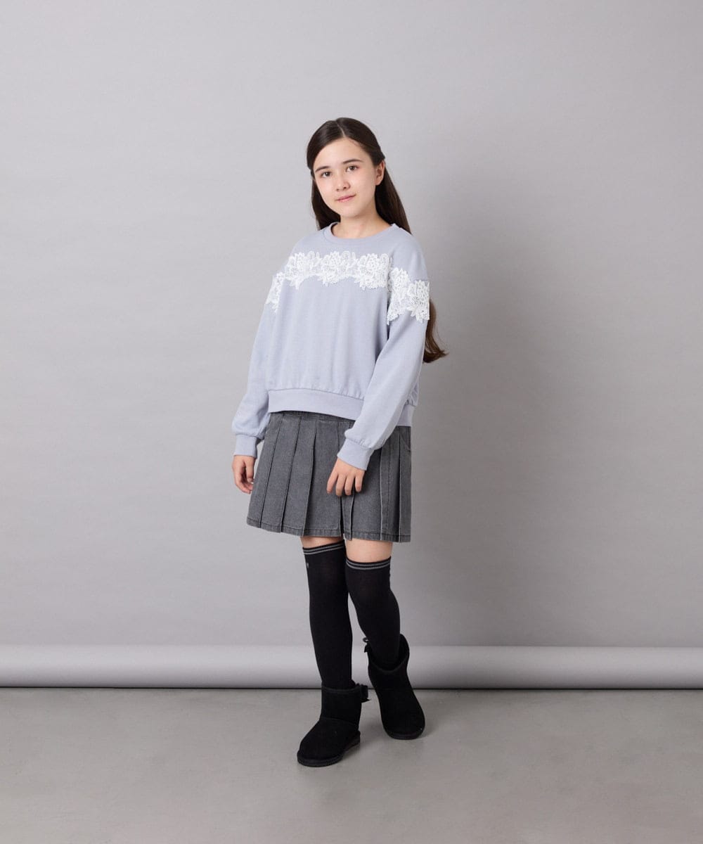 KG6AG01039 a.v.v KIDS(アー・ヴェ・ヴェ) [18-24cm]【毎年人気NO.1/クッションインソール】リボン付きフェイクムートンブーツ ブラック