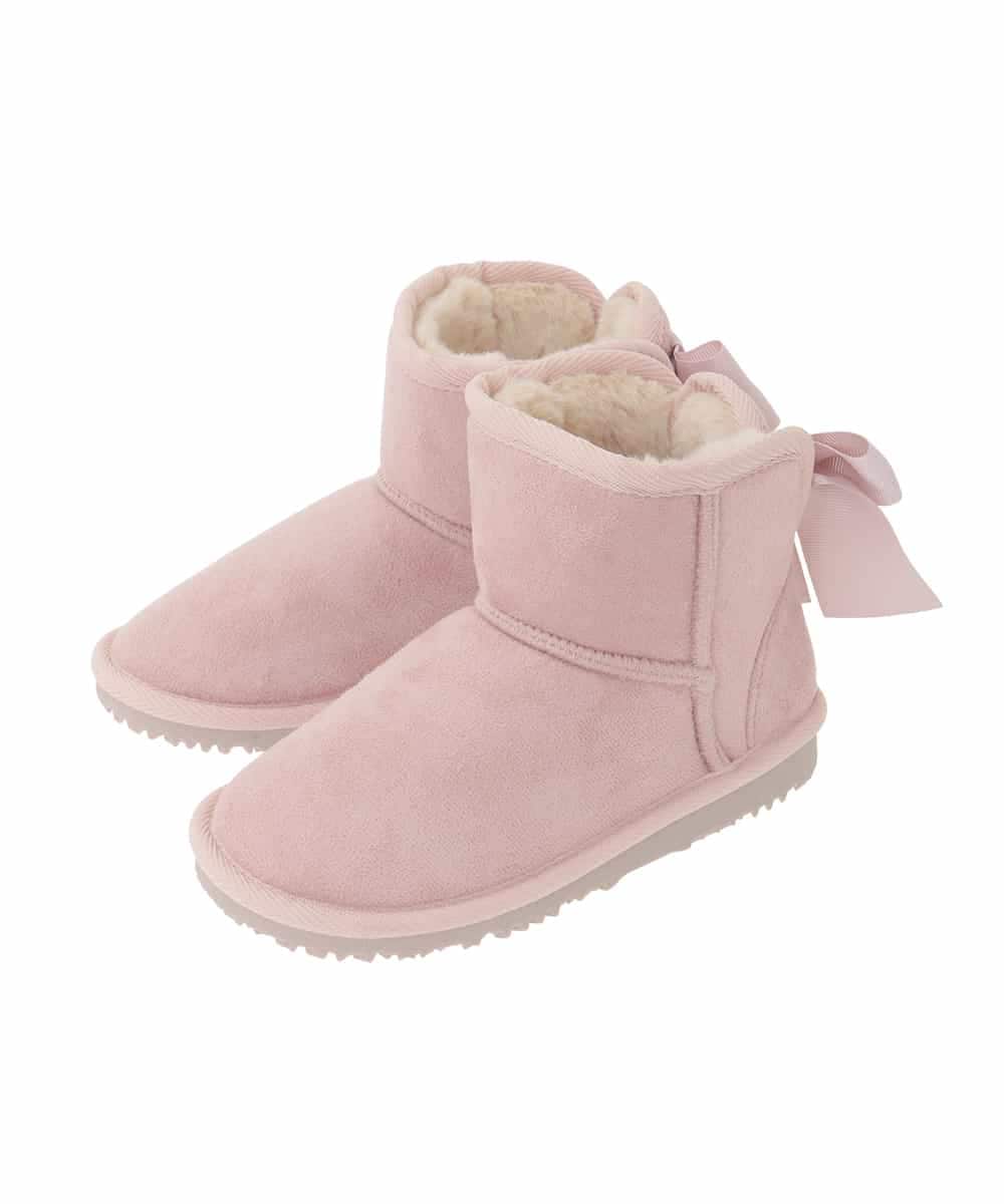 KG6AG01039 a.v.v KIDS(アー・ヴェ・ヴェ) [18-24cm]【毎年人気NO.1/クッションインソール】リボン付きフェイクムートンブーツ ピンク