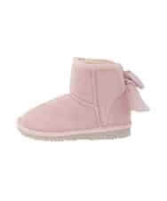 KG6AG01039 a.v.v KIDS(アー・ヴェ・ヴェ) [18-24cm]【毎年人気NO.1/クッションインソール】リボン付きフェイクムートンブーツ ピンク