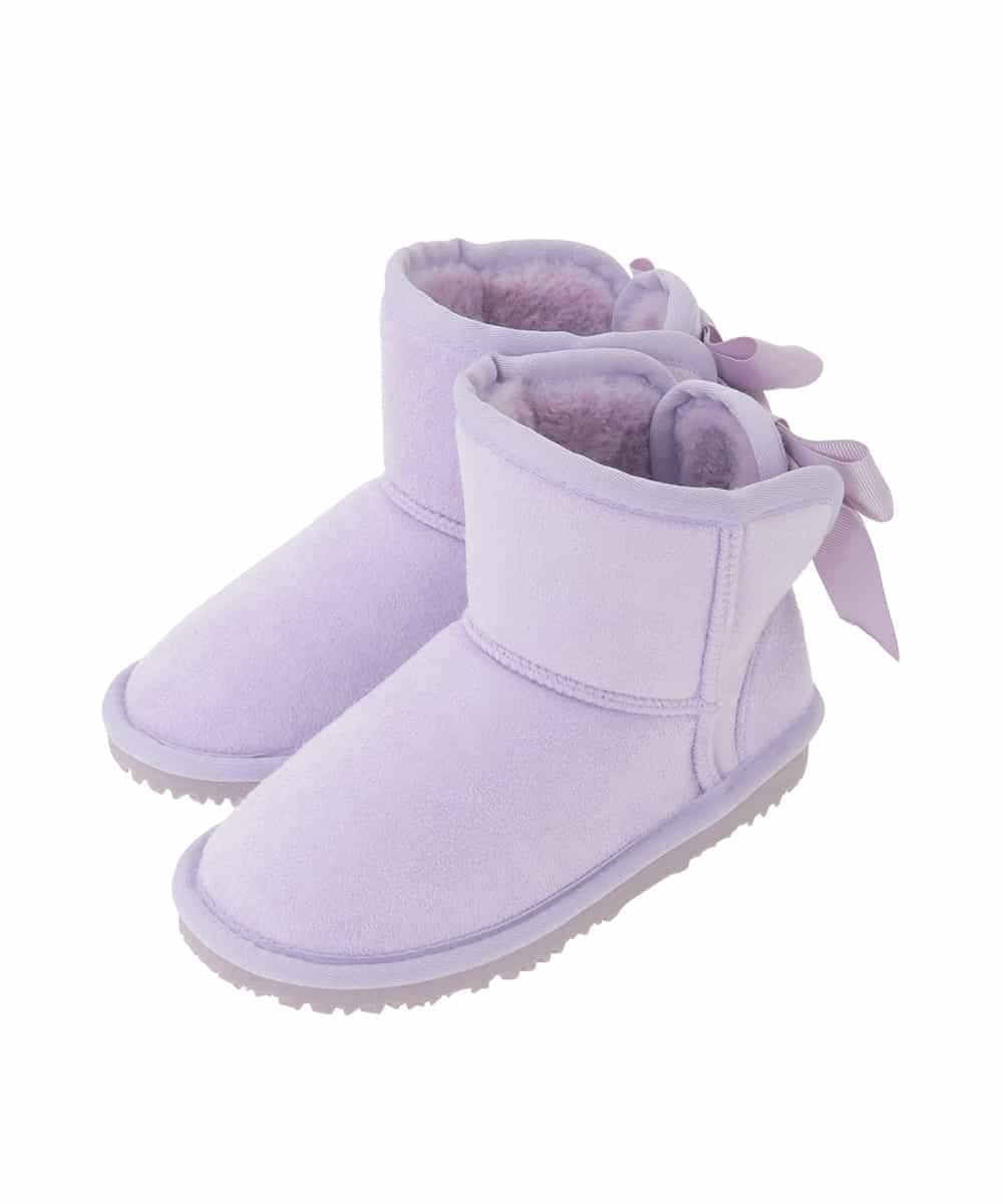 KG6AG01039 a.v.v KIDS(アー・ヴェ・ヴェ) [18-24cm]【毎年人気NO.1/クッションインソール】リボン付きフェイクムートンブーツ ラベンダー