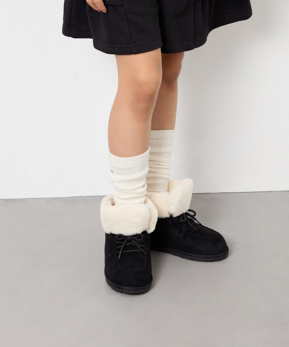 KG6AG04049 a.v.v KIDS(アー・ヴェ・ヴェ) [KIDS]【19-23cm】レースアップムートンブーツ ブラック