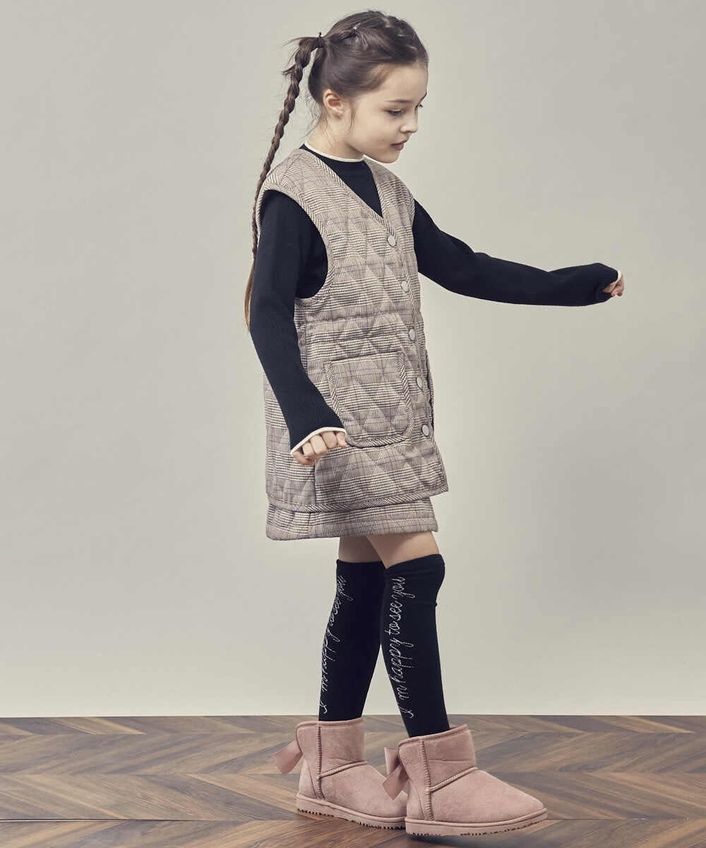 KG6AS22034 a.v.v KIDS(アー・ヴェ・ヴェ) [KIDS]リボン付フェイクムートンブーツ[WEB限定サイズ] ブラック(人気No.1)