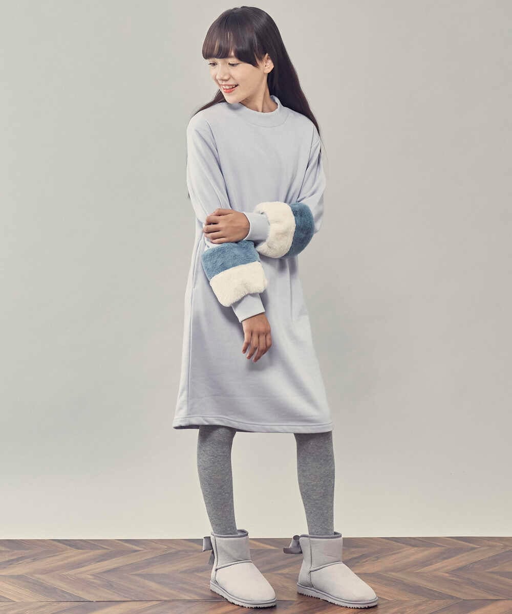 KG6AS22034 a.v.v KIDS(アー・ヴェ・ヴェ) [KIDS]リボン付フェイクムートンブーツ[WEB限定サイズ] ブラック(人気No.1)