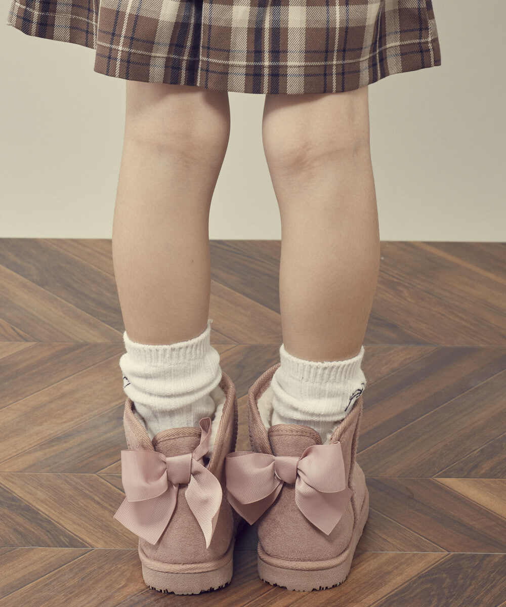 KG6AS22034 a.v.v KIDS(アー・ヴェ・ヴェ) [KIDS]リボン付フェイクムートンブーツ[WEB限定サイズ] ブラック(人気No.1)