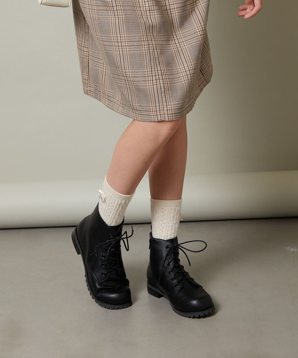 KG6AV12055 a.v.v KIDS(アー・ヴェ・ヴェ) [KIDS]レースアップショートブーツ[WEB限定サイズ] ブラック