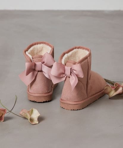 KG6AV20034 a.v.v KIDS [KIDS]【撥水加工/8サイズ展開】リボン付フェイクムートンブーツ[WEB限定サイズ]