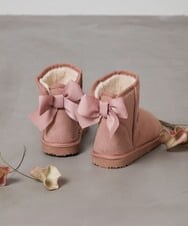 KG6AV20034 a.v.v KIDS(アー・ヴェ・ヴェ) [KIDS]【撥水加工/8サイズ展開】リボン付フェイクムートンブーツ[WEB限定サイズ] ピンク