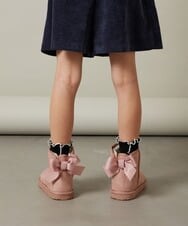 KG6AV20034 a.v.v KIDS(アー・ヴェ・ヴェ) [KIDS]【撥水加工/8サイズ展開】リボン付フェイクムートンブーツ[WEB限定サイズ] キャメル