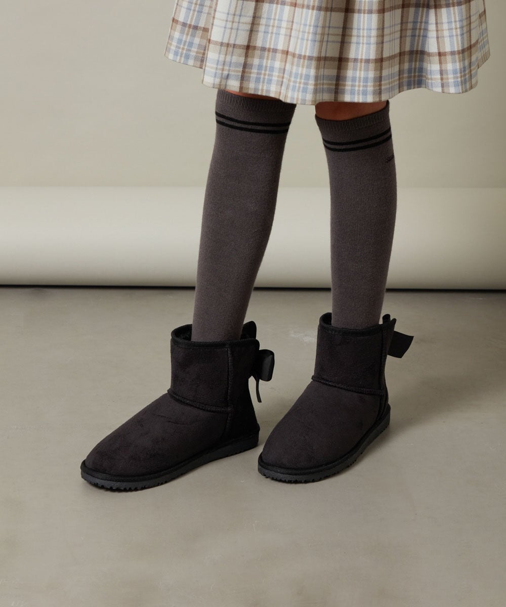 KG6AV20034 a.v.v KIDS(アー・ヴェ・ヴェ) [KIDS]【撥水加工/8サイズ展開】リボン付フェイクムートンブーツ[WEB限定サイズ] キャメル