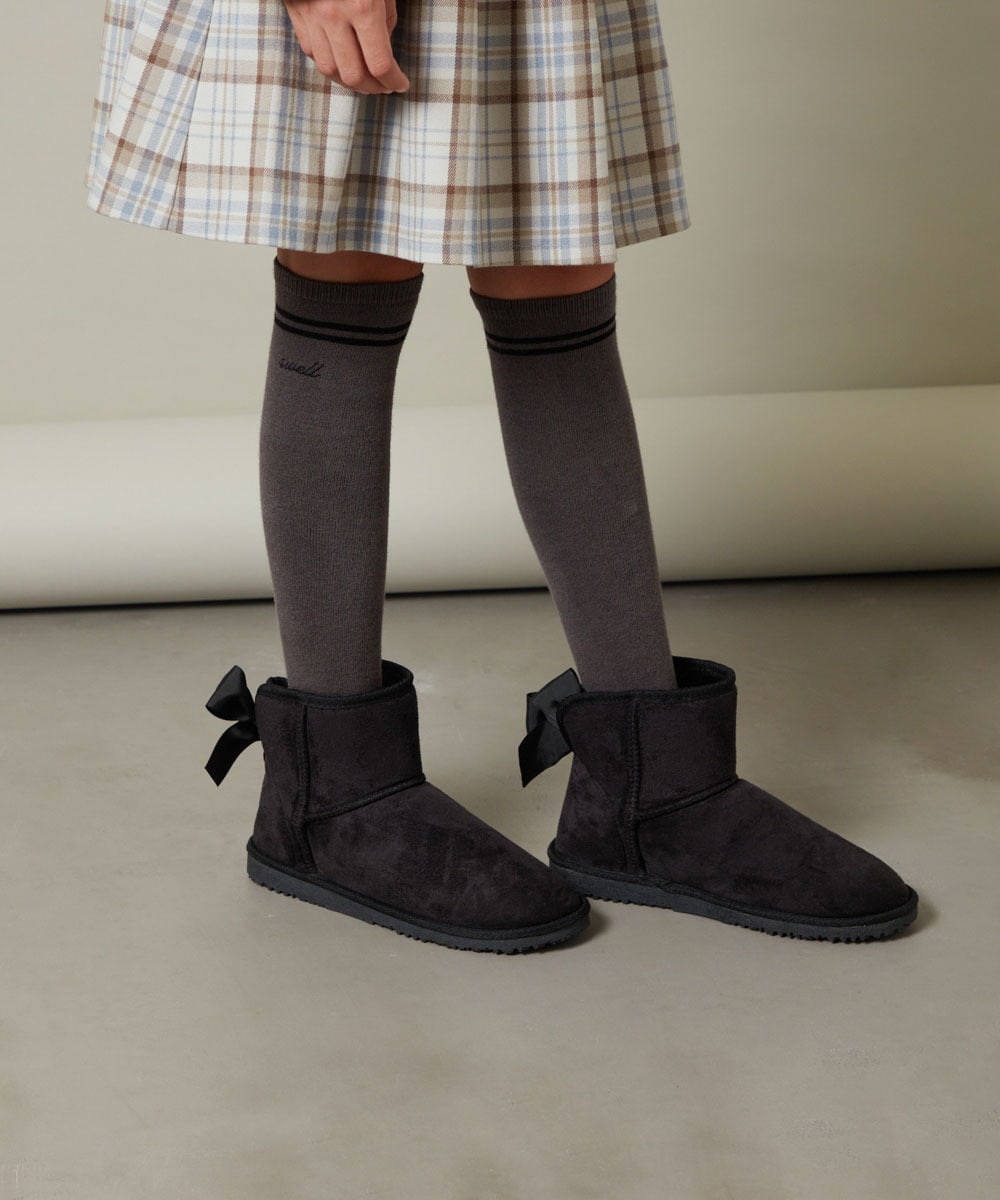 KG6AV20034 a.v.v KIDS(アー・ヴェ・ヴェ) [KIDS]【撥水加工/8サイズ展開】リボン付フェイクムートンブーツ[WEB限定サイズ] キャメル
