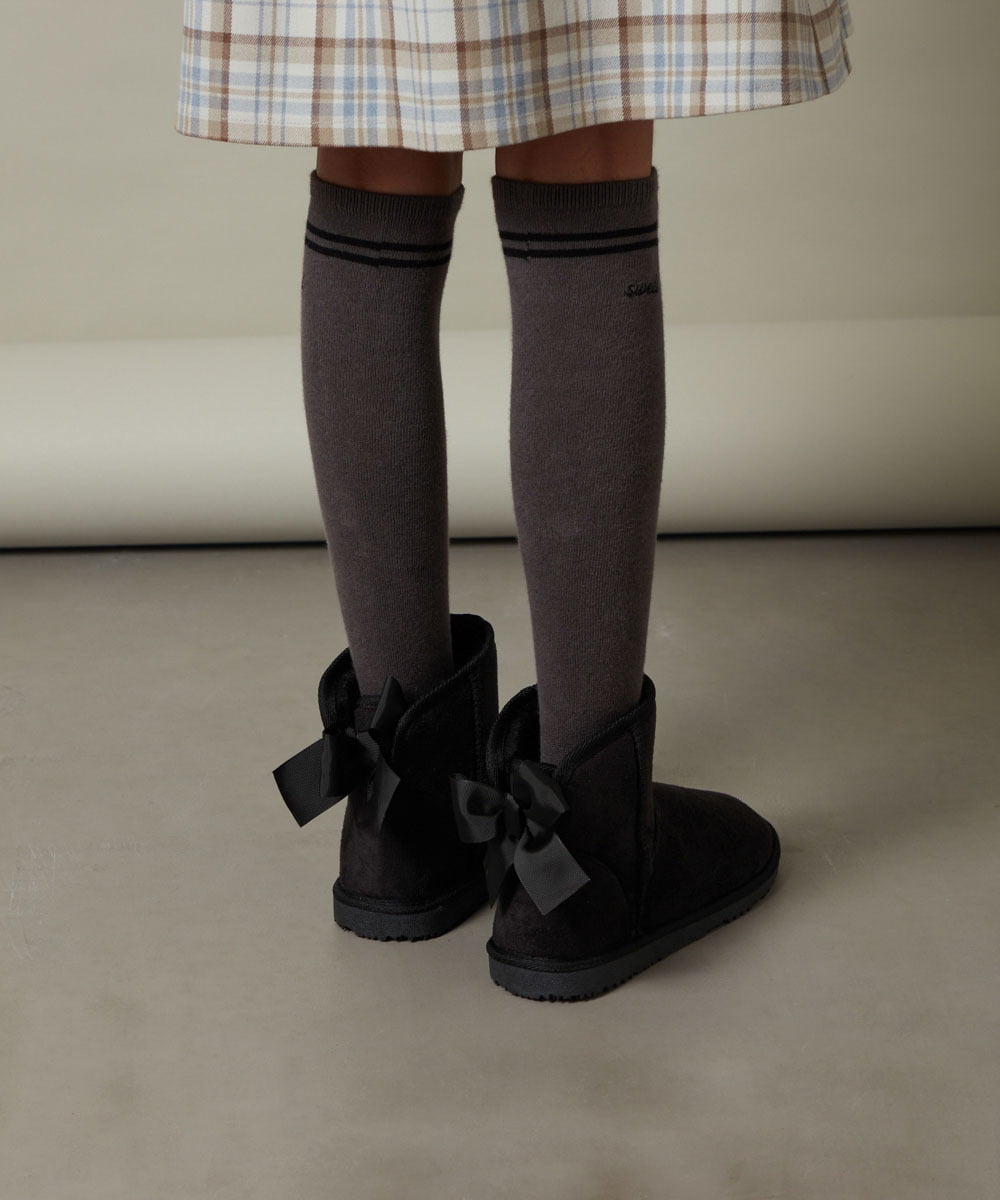KG6AV20034 a.v.v KIDS(アー・ヴェ・ヴェ) [KIDS]【撥水加工/8サイズ展開】リボン付フェイクムートンブーツ[WEB限定サイズ] キャメル