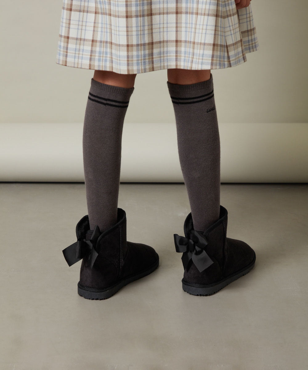 KG6AV20034 a.v.v KIDS(アー・ヴェ・ヴェ) [KIDS]【撥水加工/8サイズ展開】リボン付フェイクムートンブーツ[WEB限定サイズ] キャメル