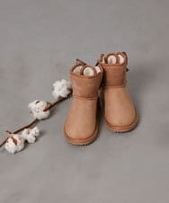 KG6AV20034 a.v.v KIDS(アー・ヴェ・ヴェ) [KIDS]【撥水加工/8サイズ展開】リボン付フェイクムートンブーツ[WEB限定サイズ] キャメル